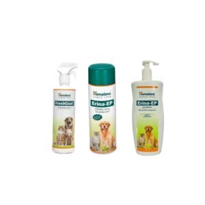 Himalaya Erina Ep Powder, 150g, Tick and Flea Control Shampoo (450ml) and Himalaya Fresh Coat, 400ml