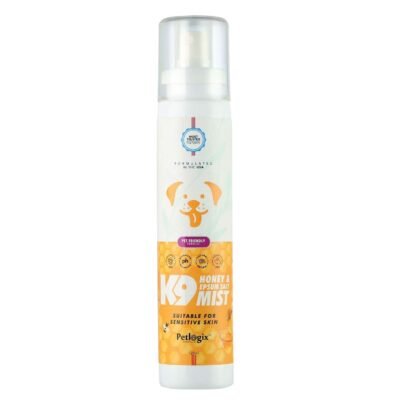Petlogix Natural Honey & Epsum Salt K9 Deodorant Mist for Sensitive Dog, Puppies & Cat Sulphate Free Cleanser & Detangle Spray, 120ml
