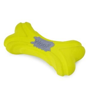 Woof Foam Rubber Dog Bone Dog Chew Toy | Floating Toy for Dog | Gentle on Teeth & Gums| for Senior Dogs| (Neon Yellow)