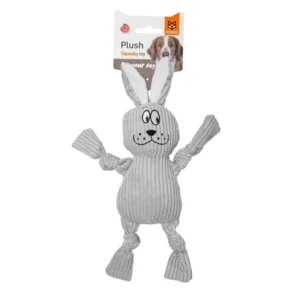 Fofos Fluffy Squeaky Grey Rabbit Plush Toys For Dog