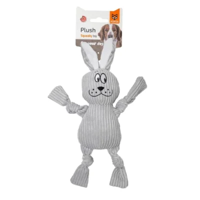 Fofos Fluffy Squeaky Grey Rabbit Plush Toys For Dog