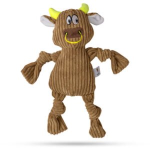 Fofos Fluffy Brown Cow Squeaky Dog Toy