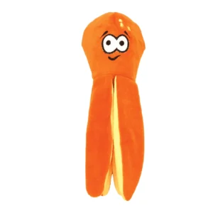Goofy Tails Octopus Unstuffed Crinkle with Squeaky Plush Toy for Dogs