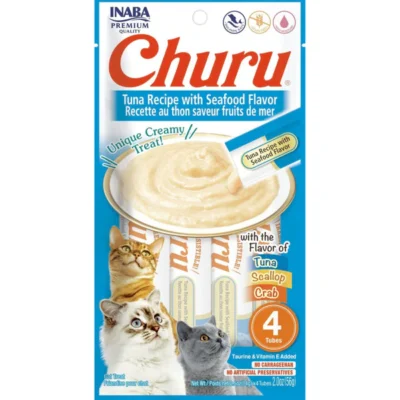 INABA Churu Tuna Recipe with Seafood Flavoured Cat Treats 56gm