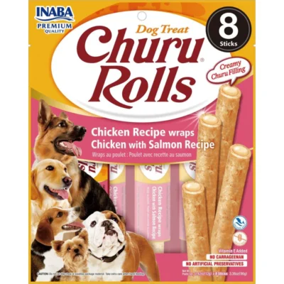 Inaba Churu Roll Chicken Recipe Wraps Chicken with Salmon Recipe Dog Treats 96gm