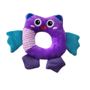 Purple Owl Shape Cat Toys Stuffed Plush Cat Dog Toy With Squeaker Mesh Fabric Soft Chew Toys