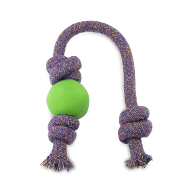 Beco Pets Natural Rubber Ball On A Rope Dog Toy- Green