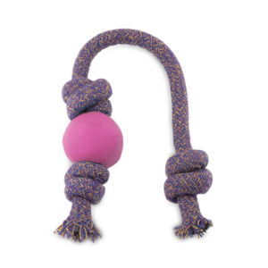 Beco Pets Natural Rubber Ball On A Rope Dog Toy-Pink