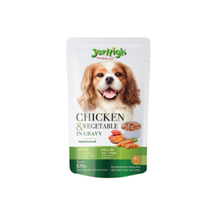 Jerhigh Wet Dog Food, Human Grade High Protein Chicken, Gravy Chicken & Vegetable 120gm