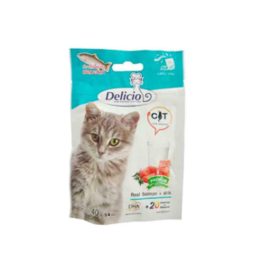 Delicio Real Salmon, Milk Treats for Cat, 40 gm