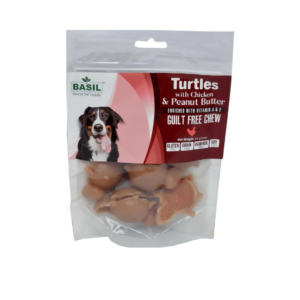 Basil Chicken & Peanut Butter Turtle Shaped Dog Chew Treats 94 gm
