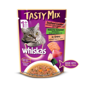 Whiskas Seafood Cocktail With Wakame Seaweed in Gravy Tasty Mix Adult Wet Cat Food 70gm
