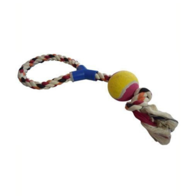 Super Chewers Multicolor Rope With Tennis Ball Toy For Dog