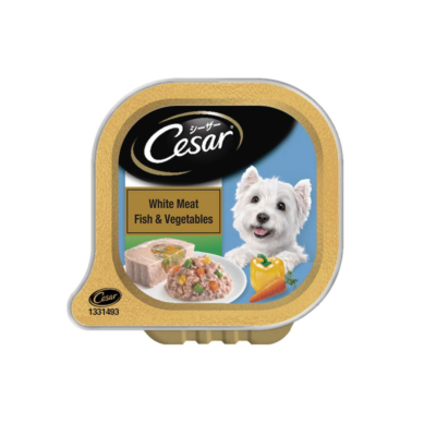 Cesar Adult Wet Dog Food, White Meat Fish & Vegetables, 100g