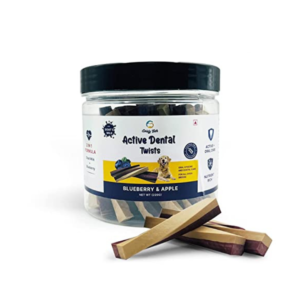 Goofy Tails Active Dental Twists | Dog Treats Non-Vegetarian| Dental Sticks for Dogs|Dog Treats for Adult Dog and Puppies (Blueberry & Apple, 220g)