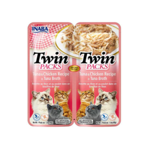 Inaba Twin pack Tuna & Chicken Recipe in Tuna Broth Grain Free Side Dish For Cats 80gm