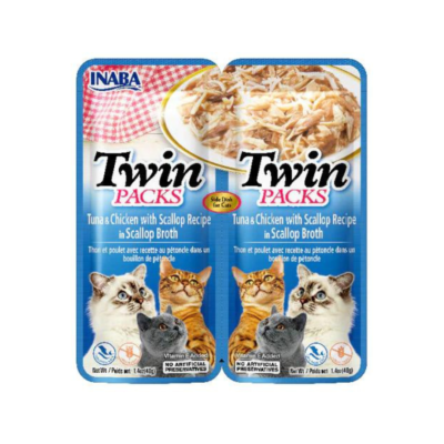 Inaba Twin pack Tuna & Chicken With Scallop Recipe in Scallop Broth Side Dish For Cats 80gm