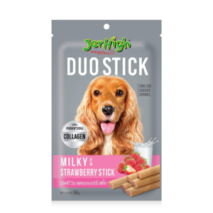 JerHigh Duo Stick Dog Treat - Milk with Strawberry Stick - 50 g