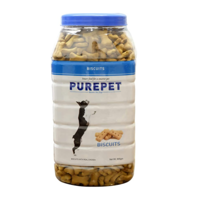Purepet Milk Flavour, Real Chicken Biscuit, Dog Treats For Puppy All Life Stages - Jar, 905g