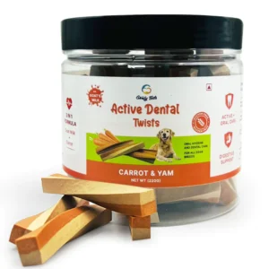 Goofy Tails Active Dental Sticks | Dog Treats Non-Vegetarian | Dental Sticks for Dogs (Carrot & Yam) 220gm