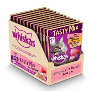 Whiskas Adult (1+ Year) Tasty Mix Wet Cat Food - Tuna, Kanikama &  Carrot in Gravy (70 g)