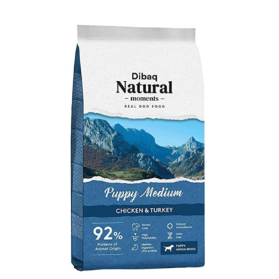 Dibaq Natural Moments Real Dog Food Puppy Medium Chicken &  Turkey Puppy Medium Breed Dog Food